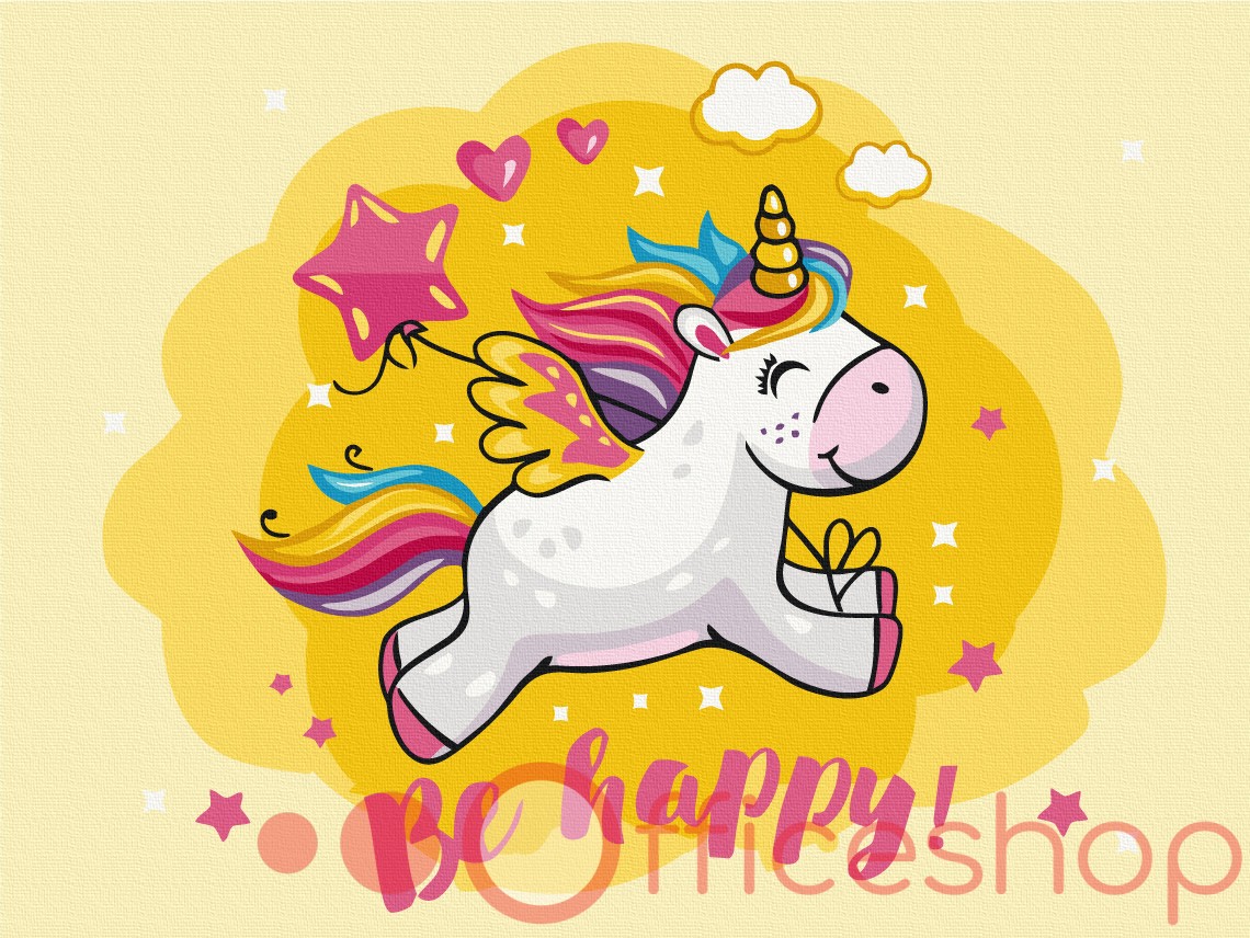 Картина по номерам Funny Art "Счастливый единорог", 2*, 30x40 см, KBS0110