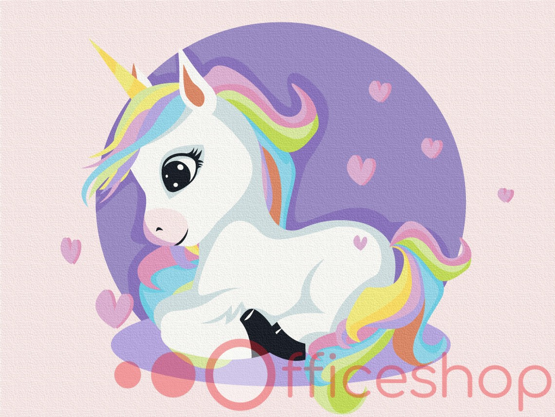 Картина по номерам Funny Art "Единорог в сердечках", 2*, 30x40 см, KBS0074