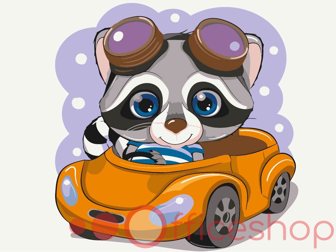 Картина по номерам Funny Art "Енотик на виражах", 2*, 30x40 см, KBS0072