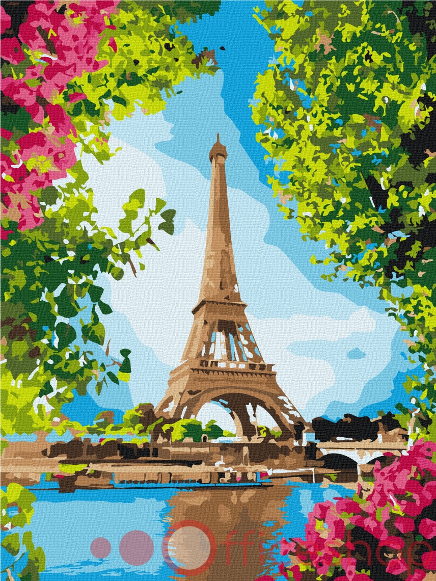 Картина по номерам Funny Art "Цветочный вид на Эйфелеву башню", 3*, 30x40 см, RBS52706