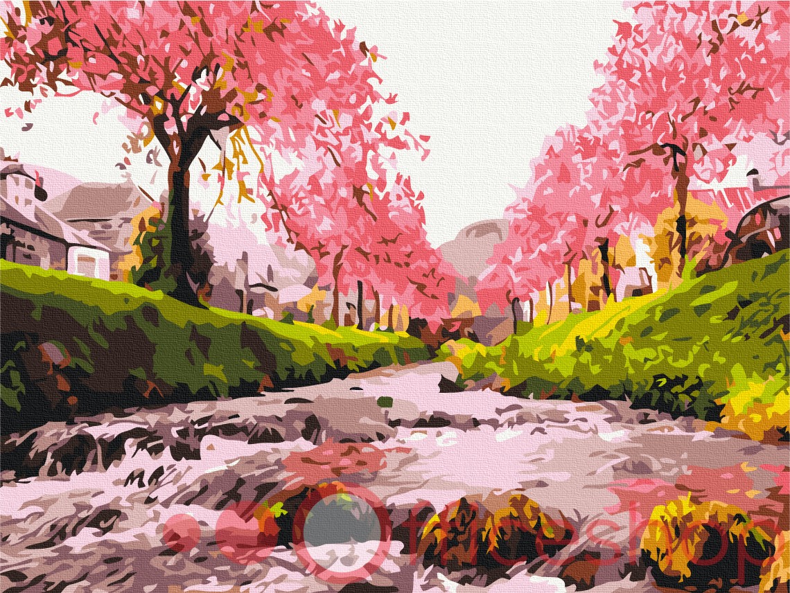 Картина по номерам Funny Art "Река у сакуры", 3*, 30x40 см, RBS25577