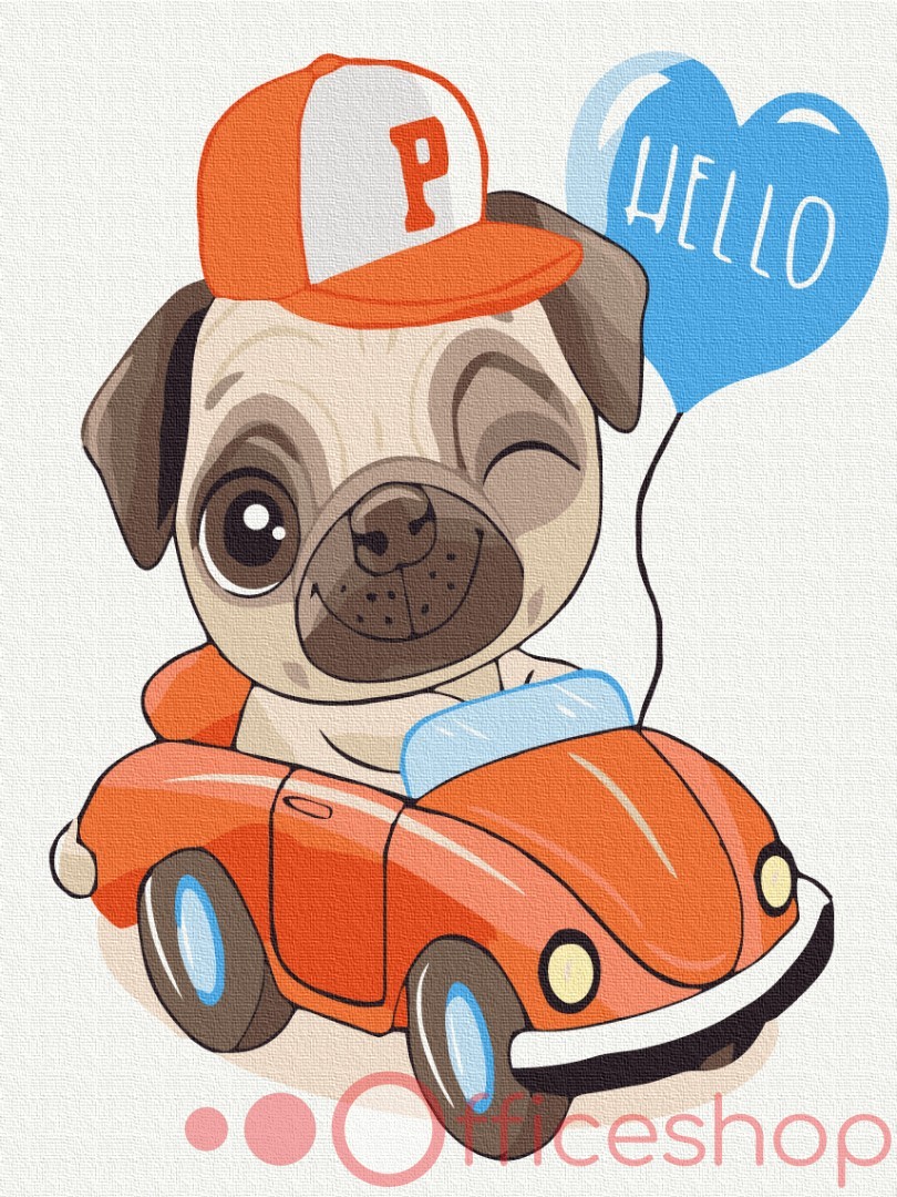 Картина по номерам Funny Art "Приветик от мопса", 2*, 30x40 см, KBS7110